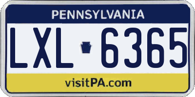 PA license plate LXL6365