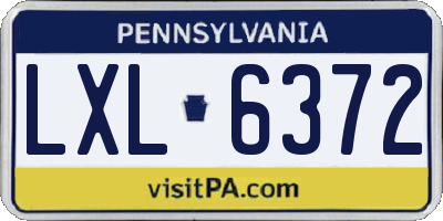 PA license plate LXL6372