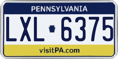 PA license plate LXL6375