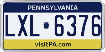 PA license plate LXL6376