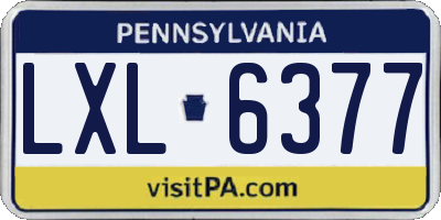 PA license plate LXL6377