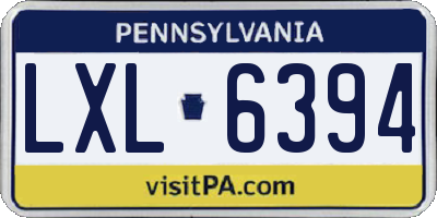 PA license plate LXL6394