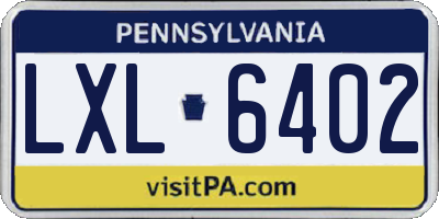 PA license plate LXL6402