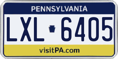 PA license plate LXL6405