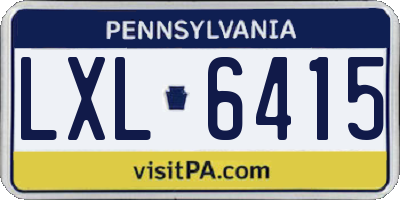 PA license plate LXL6415