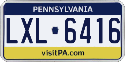 PA license plate LXL6416