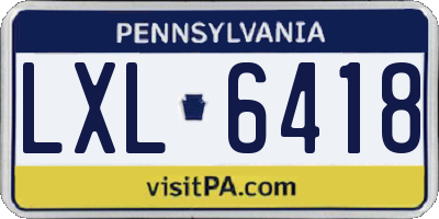 PA license plate LXL6418