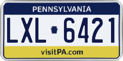 PA license plate LXL6421
