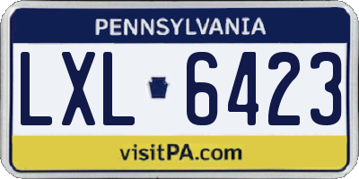 PA license plate LXL6423