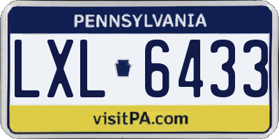 PA license plate LXL6433