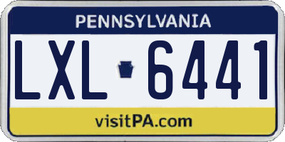 PA license plate LXL6441