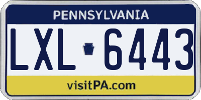 PA license plate LXL6443