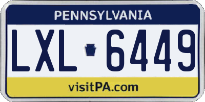 PA license plate LXL6449