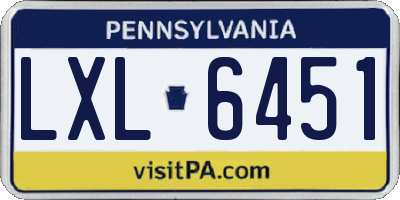 PA license plate LXL6451