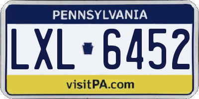 PA license plate LXL6452