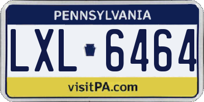 PA license plate LXL6464