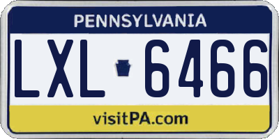 PA license plate LXL6466