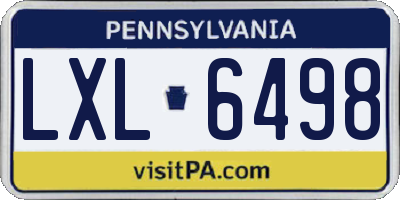 PA license plate LXL6498