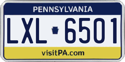 PA license plate LXL6501