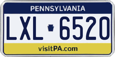 PA license plate LXL6520