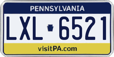 PA license plate LXL6521
