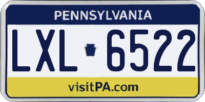 PA license plate LXL6522