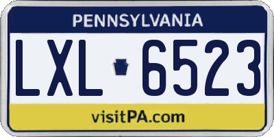 PA license plate LXL6523