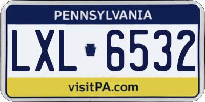 PA license plate LXL6532