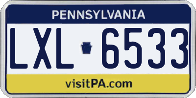 PA license plate LXL6533