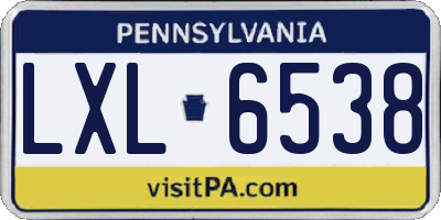 PA license plate LXL6538