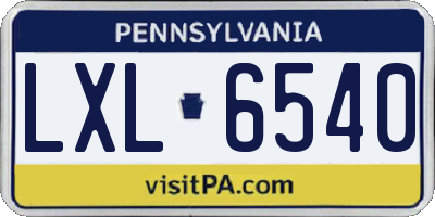 PA license plate LXL6540