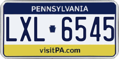PA license plate LXL6545