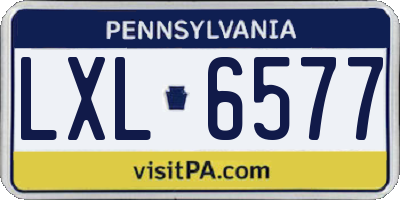 PA license plate LXL6577
