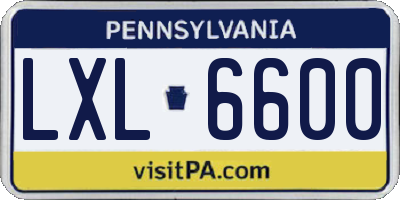 PA license plate LXL6600