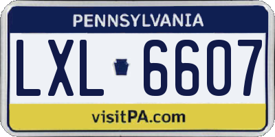 PA license plate LXL6607