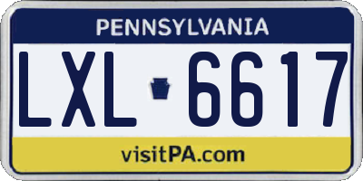 PA license plate LXL6617