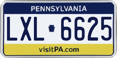 PA license plate LXL6625