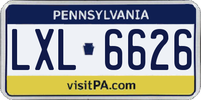 PA license plate LXL6626