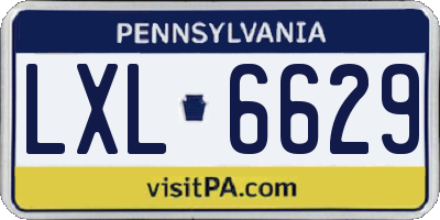 PA license plate LXL6629