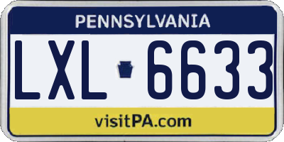 PA license plate LXL6633