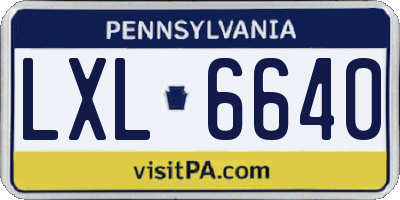 PA license plate LXL6640