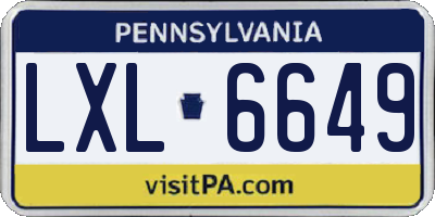 PA license plate LXL6649