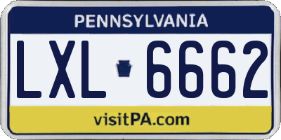 PA license plate LXL6662