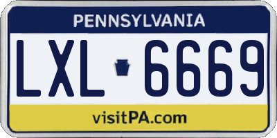 PA license plate LXL6669