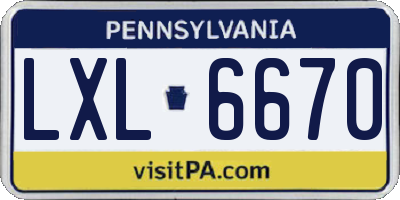 PA license plate LXL6670