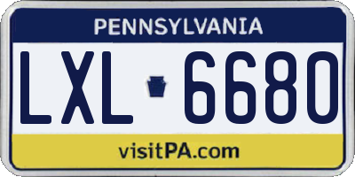 PA license plate LXL6680