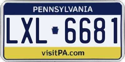 PA license plate LXL6681