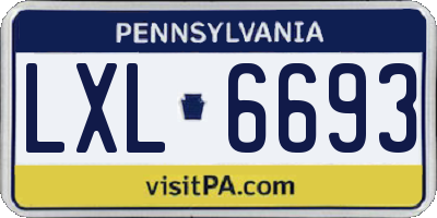 PA license plate LXL6693