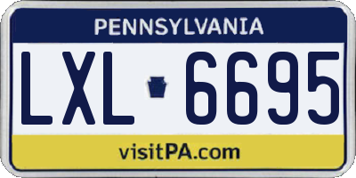 PA license plate LXL6695