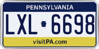 PA license plate LXL6698